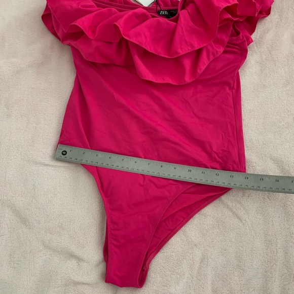 ZARA size XL hot pink one shoulder Ruffle Swimsuit brand new with tags - Picture 14 of 16